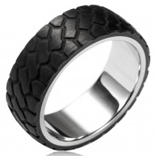 Stainless Steel Two Tone Off Road Tire Forge Carbon Fiber Overlay Ring 